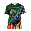 FUNSTUFFPRINT Shenanigans It is my DNA USA Flag 3D All Over Print Shirts, Saint Patrick's Day Shirt, Irish Shirt, USA Flag Shirt 3D T-shirt