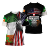 FUNSTUFFPRINT 3D Print American Grown Irish Roots Tree Flag Saint Patrick's Day Shirt, Irish Shirt, USA Flag Shirt 3D T-shirt