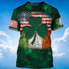 FUNSTUFFPRINT Shamrock Flag American Ireland Irish 3D Shirt, My Nation My Heritage T-Shirt, St Patrick's Day T-Shirt 3D T-shirt