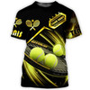 FUNSTUFFPRINT Personalized 3D Tennis T Shirt Black Gold Pattern Tennis Player Shirt, Gift For Tennis Lover Tennis Player 3D T-shirt