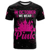 FUNSTUFFPRINT 3D All Over Print Breast Cancer T Shirt In October We Wear PINK Halloween Castle Black 3D T-shirt