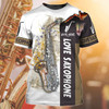 FUNSTUFFPRINT Custom Love Saxophone T Shirt, 3D All Over Print Saxophone Shirt Men Women, Musician Gifts 3D T-shirt