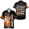 Custom Shut Up and Bowl Funny Hawaiian Bowling Shirt Personalized Flame Bowling Skull Bowler Jersey