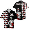 Custom Skull Hawaiian Bowling Shirt Men Women, Personalized Name Argyle Bowling Pattern Bowler Team Jersey
