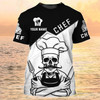 FUNSTUFFPRINT Customized 3D Master Chef Shirt Black And White Pattern, Skull Chef Shirt Men Women 3D T-shirt