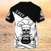 FUNSTUFFPRINT Customized 3D Master Chef Shirt Black And White Pattern, Skull Chef Shirt Men Women 3D T-shirt