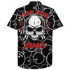 Custom Personalized Flame Hawaiian Bowling Shirt, Men Women Skull Pins Black Bowlers Short Sleeve Jersey