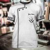 FUNSTUFFPRINT Custom With Name 3D White Barber T Shirt, White Uniform Barber Shop, Barber Men Gift 3D T-shirt