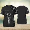 FUNSTUFFPRINT Personalized 3D Barber Tshirt Hairdresser Stylist Hairdresser Uniform Black 3D T-shirt