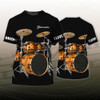 FUNSTUFFPRINT Custom I Love Drum 3D T Shirt Sumlimation Drum On Black Shirt Gift For Drummer 3D T-shirt