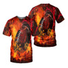 FUNSTUFFPRINT American Football Fire T Shirt 3D All Over Printed Shirts For Football Lover 3D T-shirt