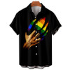 Hawaiian Shirt Rainbow Graphic Prints Turndown Collar Black Red Rainbow Street Casual Short Sleeves Button-Down Printed Clothing, Tropical Hawaiian Fashion
