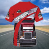 FUNSTUFFPRINT Customized Red Truck T Shirt Gift For Trucker Friend Trucker Day Present 3D T-shirt