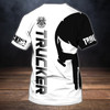 FUNSTUFFPRINT Custom Black And White Skull Trucker T Shirt Trucking Driver Love Shirts 3D T-shirt