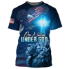 FUNSTUFFPRINT One Nation Under God T Shirt Patriot Jesus And Lion Shirts American Patriotic Gifts 3D T-shirt