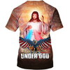 FUNSTUFFPRINT One Nation Under God T Shirt Men Women Jesus And Eagle American Flag Pattern Shirts 3D T-shirt