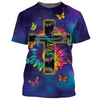 FUNSTUFFPRINT 3D Colorful Jesus Tshirt Butterfly Sunflower Pattern On Shirts 3D T-shirt