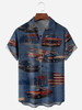 American Flag Car Chest Pocket Men's hawaiian Shirts