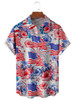 American Flag Flower Casual Men's hawaiian Shirt, 4th of july hawaiian shirt