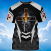 FUNSTUFFPRINT Knight Templar Lion A Warrior Of Christ T Shirt 3D T-shirt