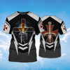 FUNSTUFFPRINT Knight Templar Lion A Warrior Of Christ T Shirt 3D T-shirt