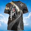 FUNSTUFFPRINT Knight Templar Man Of God Warrior Of Christ T Shirt 3D T-shirt