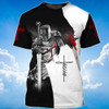 FUNSTUFFPRINT A Child Of God A Man Of Faith Knight Templar Jesus T-Shirt 3D T-shirt