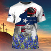 FUNSTUFFPRINT Customized God Bless Texas Bluebonnet T Shirt Texas Shirt Gift For Christian T Shirt 3D T-shirt