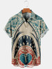 Hawaiian Vintage Shark Print Men's hawaiian Shirt, independence day hawaiian shirt