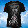 FUNSTUFFPRINT Let Your Faith Be Bigger Than Your Fear Tshirt, Knight Christian Jesus Tshirt 3D T-shirt