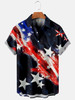 Men's American Flag Star Print Short Sleeve hawaiian Shirt, 4th Of July Hawaiian Shirt
