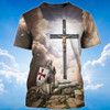 FUNSTUFFPRINT Knight Templar Kneel Before Jesus T Shirt Templar Lover Shirts Men Women 3D T-shirt
