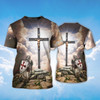 FUNSTUFFPRINT Knight Templar Kneel Before Jesus T Shirt Templar Lover Shirts Men Women 3D T-shirt