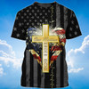 FUNSTUFFPRINT One Nation Under God Wing And American Flag T Shirt Patriotic Usa Shirt 3D T-shirt