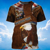 FUNSTUFFPRINT Eagle American Pride Brown T Shirt Eagle Lover Shirt 3D T-shirt
