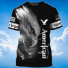 FUNSTUFFPRINT Lightning American Eagle Black T Shirt Eagle Lover Shirt Men Women 3D T-shirt