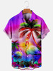 Coconuts And Flamingos Casual Loose Men's Plus Size Short-Sleeved hawaiian Shirt