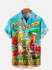 Men's Hawaiian Cocktail Glass IT'S 5 O'CLOCK IN PARADISE Print Short Sleeve hawaiian Shirt