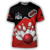 FUNSTUFFPRINT Custom 3D Red Bowling Shirt Men Women 3D T-shirt