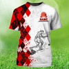 FUNSTUFFPRINT Old Man Plays Lawn Bowls 3D Red T Shirt For Men Old Men Lawn Bowl Shirt 3D T-shirt