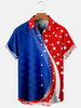 Men's Simple Casual American Flag Line Print Short Sleeve hawaiian Shirt