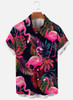 Hawaiian Flamingos Casual Loose Men's Plus Size Short-Sleeved Shirt