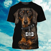 FUNSTUFFPRINT Custom Name Love Dachshund 3D Full Printed T Shirt, Black Shirt For Dog Lovers 3D T-shirt