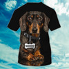 FUNSTUFFPRINT Custom Name Love Dachshund 3D Full Printed T Shirt, Black Shirt For Dog Lovers 3D T-shirt