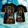 FUNSTUFFPRINT Custom Name Love Dachshund 3D Full Printed T Shirt, Black Shirt For Dog Lovers 3D T-shirt