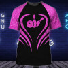 FUNSTUFFPRINT Black And Pink Women Bowling Shirt, 3D Bowling Shirts For Women 3D T-shirt