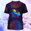 FUNSTUFFPRINT Mandala Unicorn 3D All Over Printed Shirt, Hippie Mandala Pattern Shirt 3D T-shirt