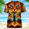 FUNSTUFFPRINT Cat Neon Yellow 3D Tshirt, All Over Print Cat On Shirt 3D T-shirt