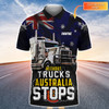 FUNSTUFFPRINT Without Trucks Australia Stops Personalized Name 3D Polo Shirt