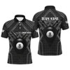 FUNSTUFFPRINT Personalized Black Billiards Jerseys Men Polo Shirts, Best Custom 8 Ball Pool Billiard Outfit